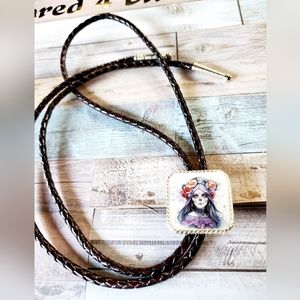 Skull lover  Lariat Bolo Tie Gothic Men Women halloween day of the dead art